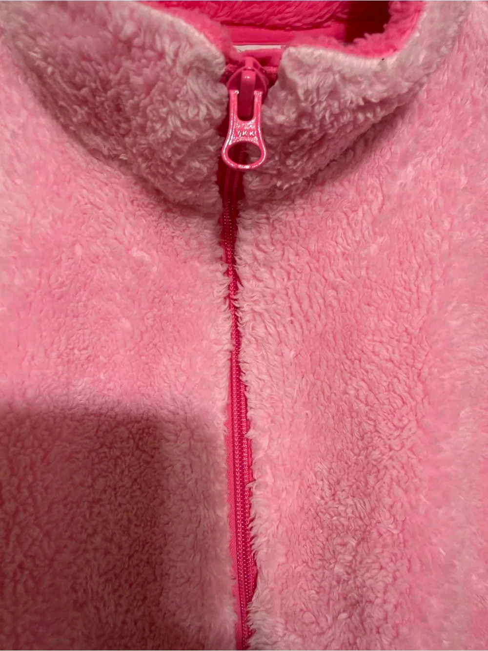 Girls Pink Plush Full-Zip Sweater